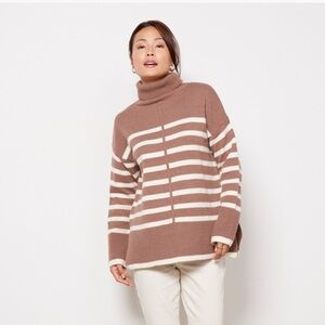 NWT LINE AND DOT STRIPED TURTLENECK PULLOVER SWEATER OVERSIZED SIZE MEDIUM